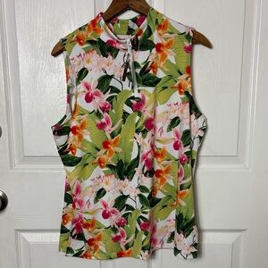 New Tommy Bahama Active Floral Sleeveless active wear top moisture wicking sz XL